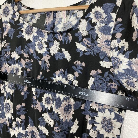 Free People Floral Dress Womens 10 Black Long Sleeve Fit Flare Boho Mini - Picture 8 of 16